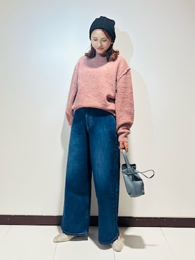 「アイテム（ニットキャップ/ビーニー）」を使った、KAMEさん（レディース・160cm）の秋コーディネート