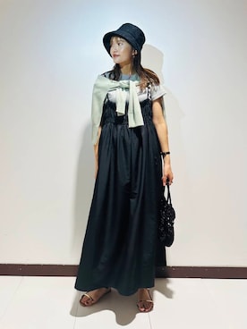 「アイテム（カーディガン/ボレロ）」を使った、ameさん（レディース・160cm）の夏コーディネート