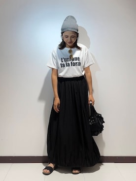 「アイテム（ニットキャップ/ビーニー）」を使った、KAMEさん（レディース・160cm）の夏コーディネート
