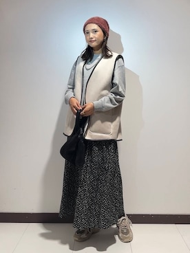 「SMELLY（スメリー）のシャギービーニー（ニットキャップ/ビーニー）」を使った、KAMEさん（レディース・160cm）の秋コーディネート