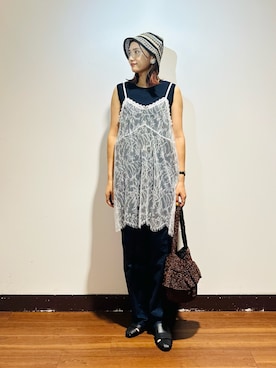 「ITEMS URBANRESEARCH（アイテムズ アーバンリサーチ）のアイテム（デニムパンツ）」を使った、KAMEさん（レディース・160cm）の夏コーディネート