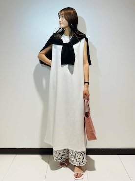 「アイテム（カーディガン/ボレロ、ブラック系）」を使った、ameさん（レディース・160cm）の夏コーディネート