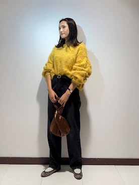 「ITEMS URBANRESEARCH（アイテムズ アーバンリサーチ）のミックスシャギーニット（ニット/セーター）」を使った、KAMEさん（レディース・160cm）の秋コーディネート