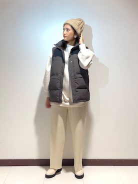 「ITEMS URBANRESEARCH（アイテムズ アーバンリサーチ）のアイテム（帽子）」を使った、KAMEさん（レディース・160cm）の冬コーディネート