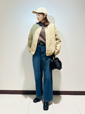 「アイテム（ノーカラージャケット）」を使った、KAMEさん（レディース・160cm）の秋コーディネート