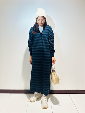 「アイテム（ニットキャップ/ビーニー）」を使った、KAMEさん（レディース・160cm）の秋コーディネート