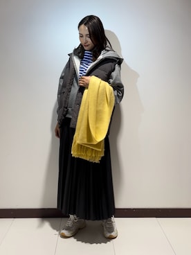 「アイテム（ダウンベスト）」を使った、KAMEさん（レディース・160cm）の秋コーディネート