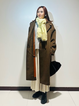 「ニット/セーター」｜「アイテム（その他アウター）」を使った、KAMEさん（レディース・160cm）の秋コーディネート