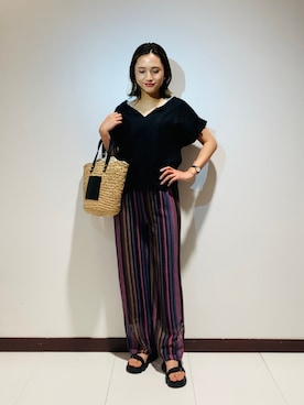 「リネン素材」｜ameさん（レディース・160cm）の夏コーディネート