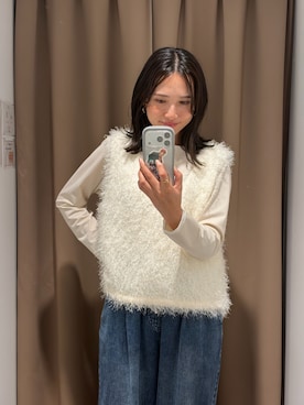 「ITEMS URBANRESEARCH（アイテムズ アーバンリサーチ）のフハクキリカエロンTシャツ（Tシャツ/カットソー、ベージュ系）」を使った、KAMEさん（レディース・160cm）の秋コーディネート