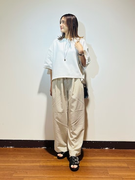 「RODE SKO（ロデスコ）のダブルベルテッドサンダル（サンダル、ブラック系）」を使った、KAMEさん（レディース・160cm）の夏コーディネート