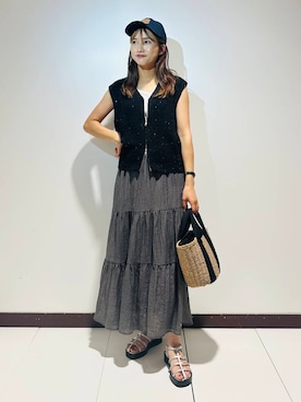 「アイテム（タンクトップ）」を使った、ameさん（レディース・160cm）の夏コーディネート