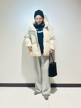 「アイテム（ニットキャップ/ビーニー）」を使った、KAMEさん（レディース・160cm）の秋コーディネート