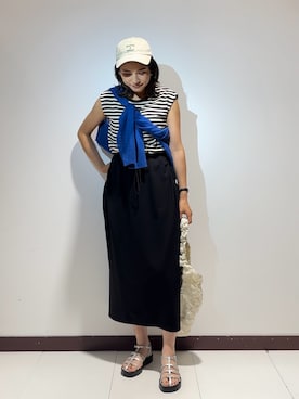 「ドッキングワンピース」｜ameさん（レディース・160cm）の夏コーディネート