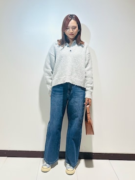 「デニムパンツスタイル」｜KAMEさん（レディース・160cm）の秋コーディネート