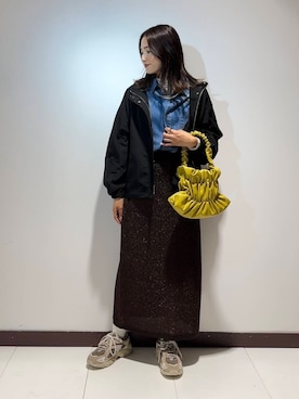 「アイテム（マウンテンパーカー）」を使った、KAMEさん（レディース・160cm）の秋コーディネート