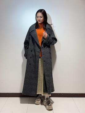 「ラメスカート」｜「アイテム（その他アウター）」を使った、ameさん（レディース・160cm）の冬コーディネート