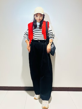 「アイテム（帽子）」を使った、KAMEさん（レディース・160cm）の秋コーディネート