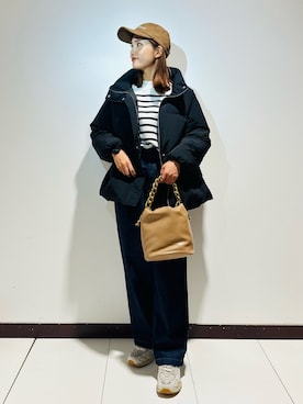 「アイテム（ダウンジャケット/コート）」を使った、KAMEさん（レディース・160cm）の秋コーディネート