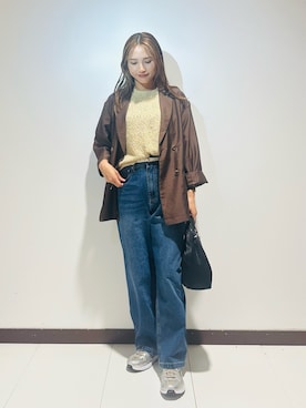 「トレンド秋素材コーデ」｜「アイテム（その他アウター）」を使った、KAMEさん（レディース・160cm）の秋コーディネート