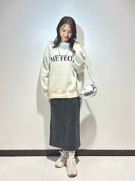 「ロゴニット」｜「アイテム（スカート）」を使った、ameさん（レディース・160cm）の冬コーディネート