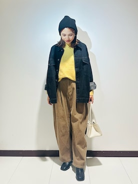 「アイテム（デニムジャケット）」を使った、KAMEさん（レディース・160cm）の秋コーディネート