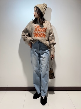 「ロゴニット」｜「アイテム（ニットキャップ/ビーニー）」を使った、ameさん（レディース・160cm）の秋コーディネート