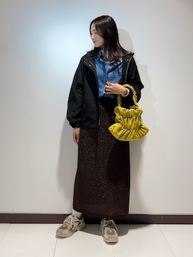 「ラメスカート」｜「アイテム（ジャケット/アウター）」を使った、ameさん（レディース・160cm）の秋コーディネート