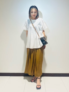 「SMELLY（スメリー）のミックスパールネックレス（ネックレス、ホワイト系）」を使った、KAMEさん（レディース・160cm）の春コーディネート