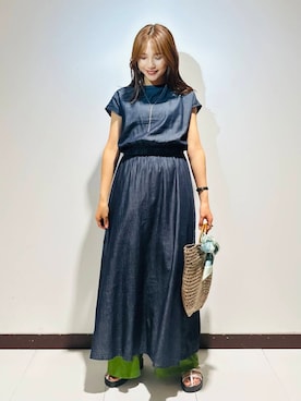 「デニムワンピース」｜ameさん（レディース・160cm）の夏コーディネート