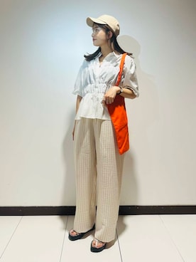 「SMELLY（スメリー）のアイテム（キャップ）」を使った、ameさん（レディース・160cm）の夏コーディネート