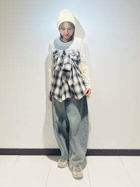 「SMELLY（スメリー）のアイテム（帽子）」を使った、KAMEさん（レディース・160cm）の春コーディネート