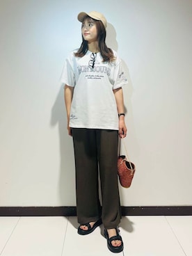 「SMELLY（スメリー）のアイテム（キャップ）」を使った、ameさん（レディース・160cm）の夏コーディネート