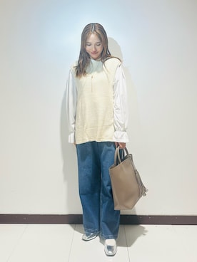 「アイテム（ベスト）」を使った、KAMEさん（レディース・160cm）の秋コーディネート