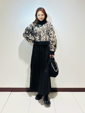 「ワントーンコーデ」｜KAMEさん（レディース・160cm）の冬コーディネート