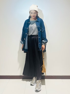 「アイテム（ニットキャップ/ビーニー）」を使った、KAMEさん（レディース・160cm）の秋コーディネート
