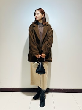 「SENSE OF PLACE by URBAN RESEARCH（センスオブプレイスバイアーバンリサーチ）のフープハンドルバッグ（ハンドバッグ）」を使った、KAMEさん（レディース・160cm）の秋コーディネート