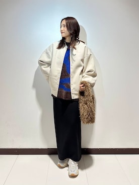 「アイテム（スタジャン）」を使った、KAMEさん（レディース・160cm）の冬コーディネート