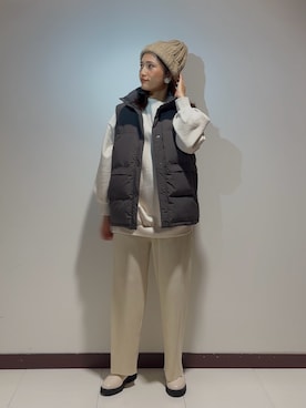 「ITEMS URBANRESEARCH（アイテムズ アーバンリサーチ）のアイテム（ニットキャップ/ビーニー）」を使った、ameさん（レディース・160cm）の冬コーディネート