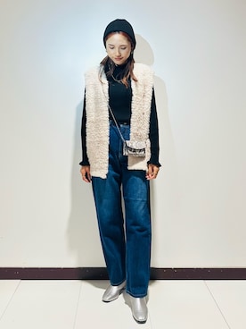 「アイテム（ニットキャップ/ビーニー）」を使った、KAMEさん（レディース・160cm）の秋コーディネート