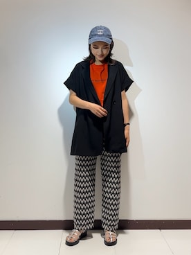 「レースパンツ」｜「アイテム（その他アウター）」を使った、ameさん（レディース・160cm）の夏コーディネート