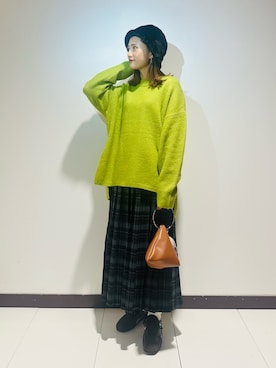 「スカートコーデ」｜「アイテム（帽子）」を使った、KAMEさん（レディース・160cm）の秋コーディネート