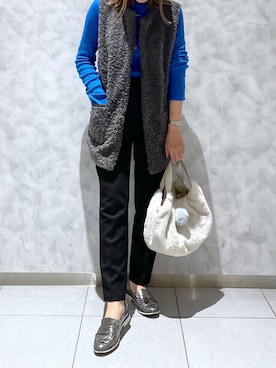 「サマンサタバサ」｜「アイテム（スラックス）」を使った、strakuさん（レディース・160cm）の秋コーディネート