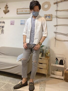 「アイテム（ローファー、グリーン系）」を使った、kibecchiさん（メンズ・170cm）の秋コーディネート