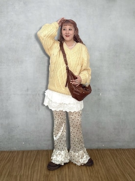 「w closet（ダブルクローゼット）のスターバックルマルチWAYバッグ（トートバッグ、ブラウン系）」を使った、あみこさん（レディース・156cm）の夏コーディネート