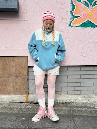 「w closet(ダブルクローゼット)の花柄フリースPO(その他トップス)」を使った、あみこさん(レディース・156cm)の秋コーディネート