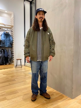 「ノースフェイス」｜「アイテム（ブルゾン）」を使った、uyamiki0526さん（メンズ・168cm）の冬コーディネート