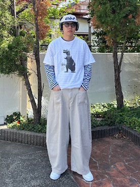 「elldu（エルドゥ）のアイテム（キャップ）」を使った、Z(ゼット) さん（メンズ・182cm）の春コーディネート