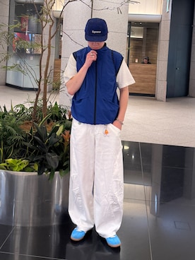 「WETTEMPT（ウィテンプト）のSTAND NECK CITY VEST/スタンドネックシティベスト（ベスト）」を使った、Z(ゼット) さん（メンズ・182cm・20代）の夏コーディネート