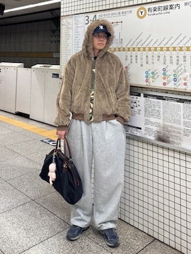 「アイテム（ボストンバッグ）」を使った、Z(ゼット) さん（メンズ・182cm）の秋コーディネート